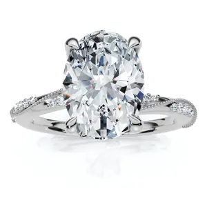 2 1/5Ct Oval Diamond Engagement Camellia Ring 14k Gold Lab Grown