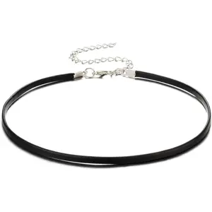 Black Leather Choker Necklace Thin Black Choker Necklaces for Woman