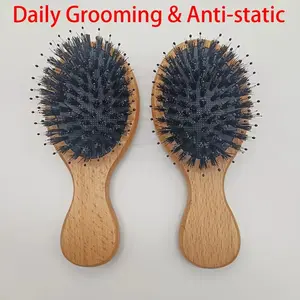 Boar Bristle Massage Comb, Anti-Static Hair Brush, Puffing Wooden Comb, Home Use, Head Acupuncture, Smooth Hair