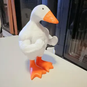 Creative Duck Design Desk Decoration, 1 Count Cute Muscular Duck Ornament, Home Decor for Living Room & Bedroom & Office, Collectible Figurines, Resin Animal Sculptures