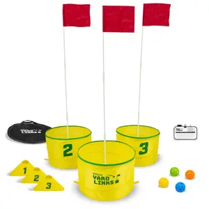 GoSports Yard Links Golf Game - Choose 3, 6, or 9 Hole Course - Includes Golf Buckets, Tee Markers, and Balls