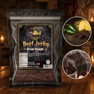 The Armored Kingdom Gourmet Serrano Pineapple Beef Jerky-USA Made-Dried Meat-Protein Snack