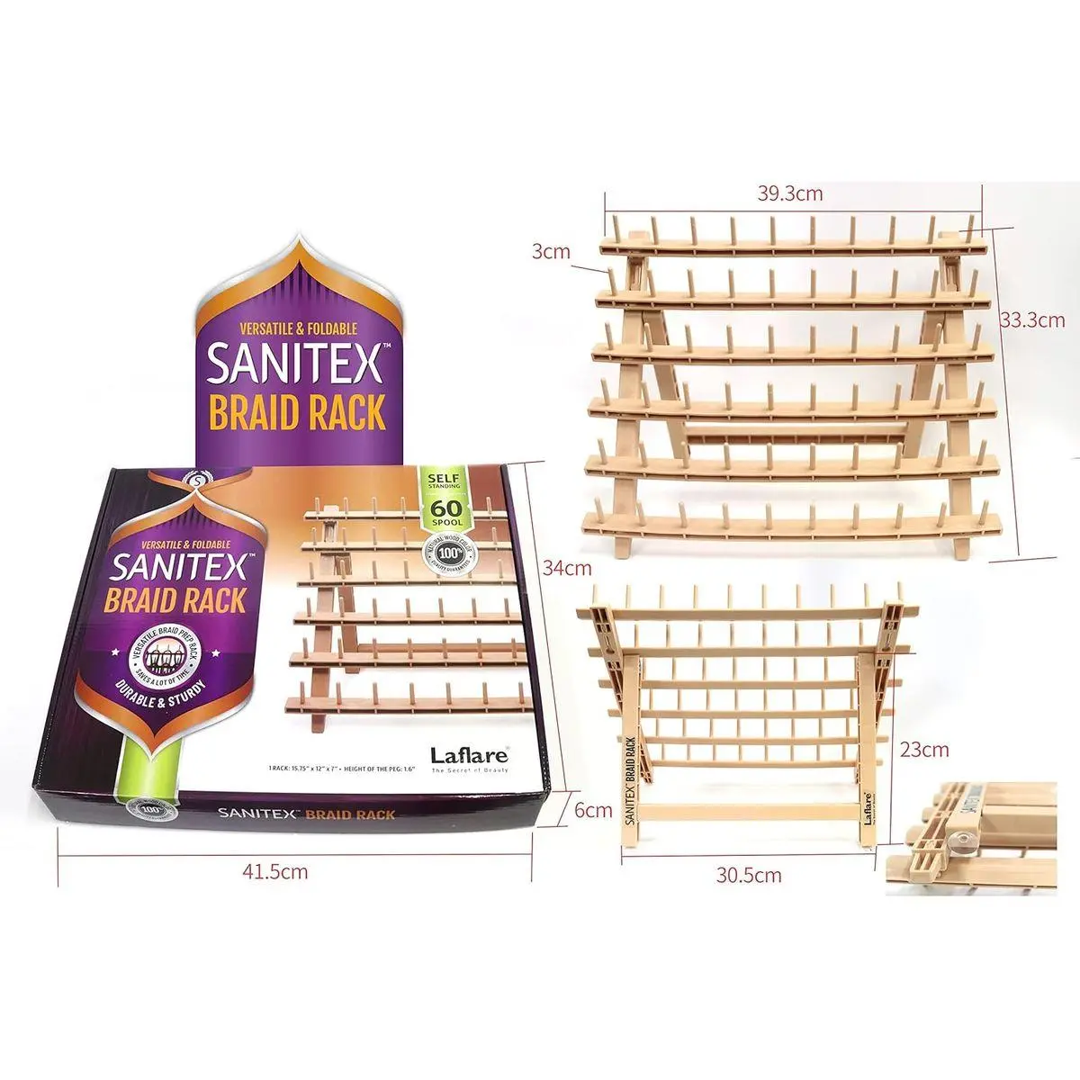 Wooden Thread Rack for braiding hair separation or for spools of thread 60 Spools Wooden Thread Rack/Braiding Hair Rack/Thread  main image 2
