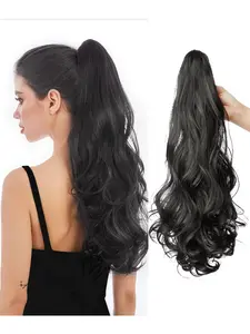 Women's Synthetic Hair Extensions Clip-In Ponytail Extension, Curly Wave Design, Daily Use, Suitable for Women, Enhance Your Look, Wavy Synthetic Hairpiece