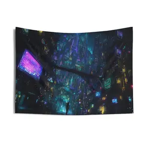 Cyberpunk City Tapestry, Painting Print Wall Art Hanging Cool Unique Horizontal Aesthetic Large Small Decor Bedroom College Dorm Room.Space Galaxy Wall Tapestry Cosmic Planet Art Hanging Decor For Bedroom Living Room Home Decorationa