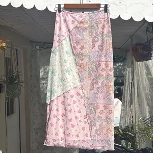 ASOS Splice Midi Skirt with Asymmetrical Hem Floral Print Women's Fashionable Skirt Womenswear Bottom