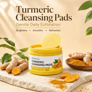 KORMESIC Brightening Turmeric Exfoliating Pads Infused with Salicylic Acid, Gentle Chemical Peel Pads Correct Dark Spots & Uneven Tone, Soothing Plant Extracts Reduce Acne Redness, 50 Count