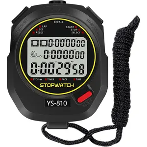 Professional Stopwatch Timer, 3-Row 10 Lap/Split Memory Count up/Down Timer, Extra Large Display with Pace Mode Clock Alarm Calendar Includes Battery, Lanyard for P.E Coach and Sport Events