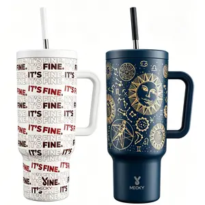【Meoky 2 Cups LIVE Bundle 】2 Insulated Stainless Steel 40oz Cups；Leak Proof;  Keep Cold 24 Hours Warm 8 Hours