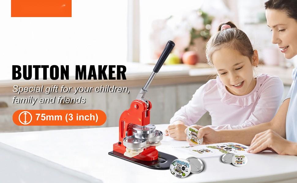 Button Maker Machine For Custom Badges And Pins, 3 Inch (75mm) Press Kit With 500 Parts, Badge Pin Press Tool, DIY Craft Equipment, Button Making Starter Kit, Adjustable Lever, Durable Steel Construction, Includes Parts And Guide Button Maker Machine For Custom Badges And Pins, 3 Inch (75mm) Press Kit With 500 Parts, Badge Pin Press Tool, DIY Craft Equipment, Button Making Starter Kit, Adjustable Lever, Durable Steel Construction, Includes Parts And Guide