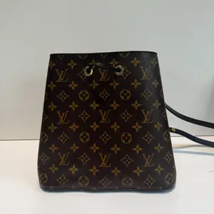 Pre-owned Louis Vuitton Leather Crossbody Bags canvas Shoulder Bags Brown Monogram Coated NeoNoe MM Bucket Bag LV11JX