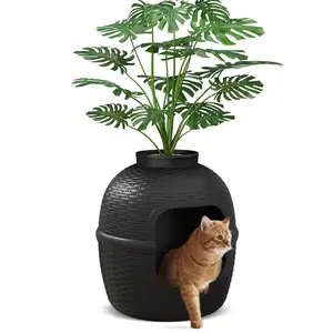 Tucker Murphy Pet Damase Hidden Cat Litter Box Enclosure with Decorative Planter Stylish Discreet Design Easy Cleaning Removable Top
