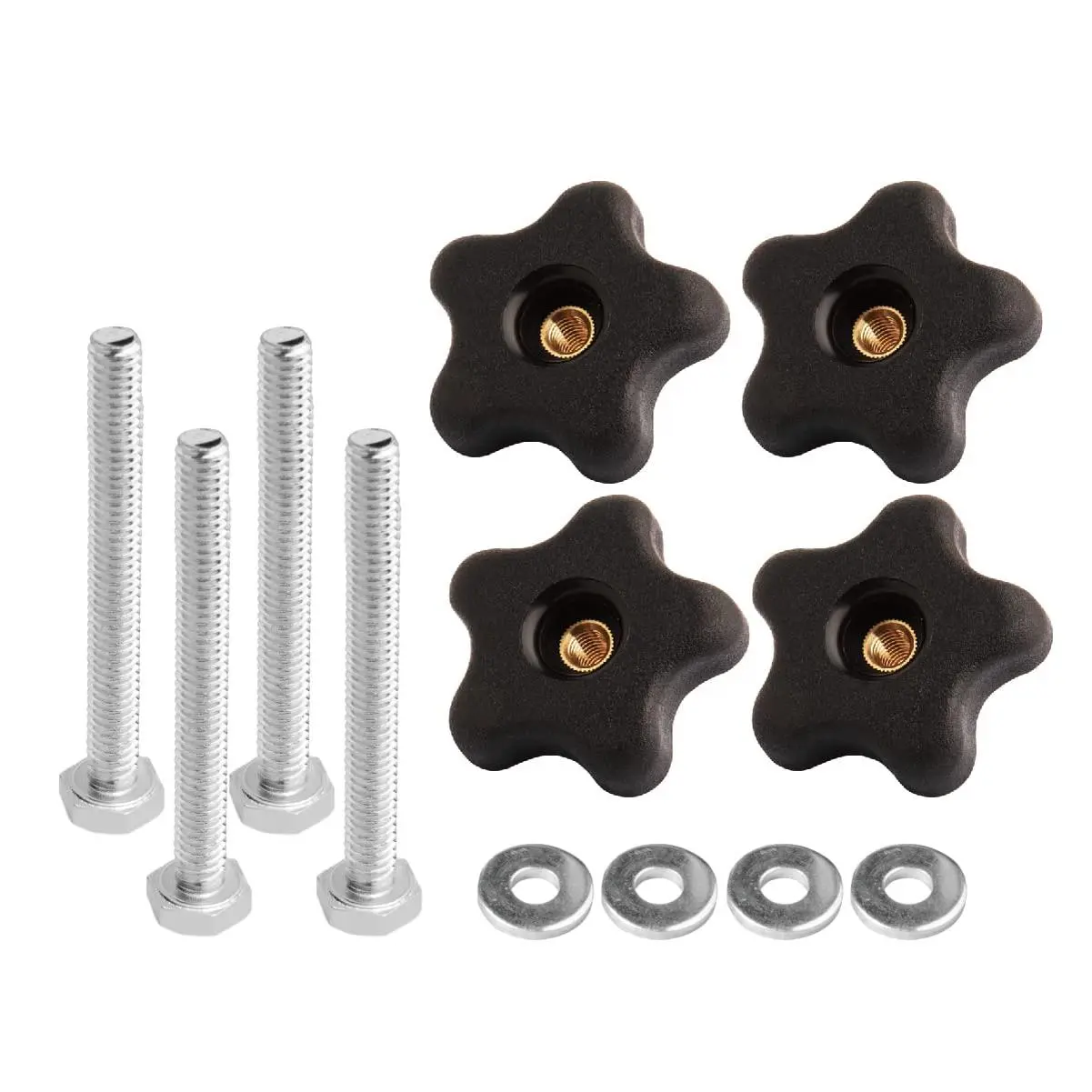 71070 T Track Knob Kit W/ 5 Star  1/4-20 Threaded Bolts And Washers 12 Piece Set Accessories For Woodworking Jigs Fixtures
