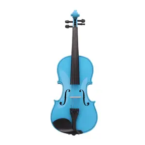 Complete Full Size Beginner Violin Kit with Portable Case and Accessories in Sky Blue Finish