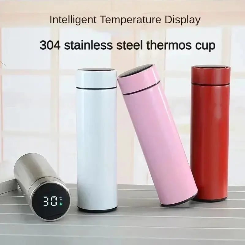 Stainless Steel 500ML Thermos Bottle with Temperature Display, Insulated Drinkware, Available in Various Colors - Flasks Leakproof Multicolor Portable