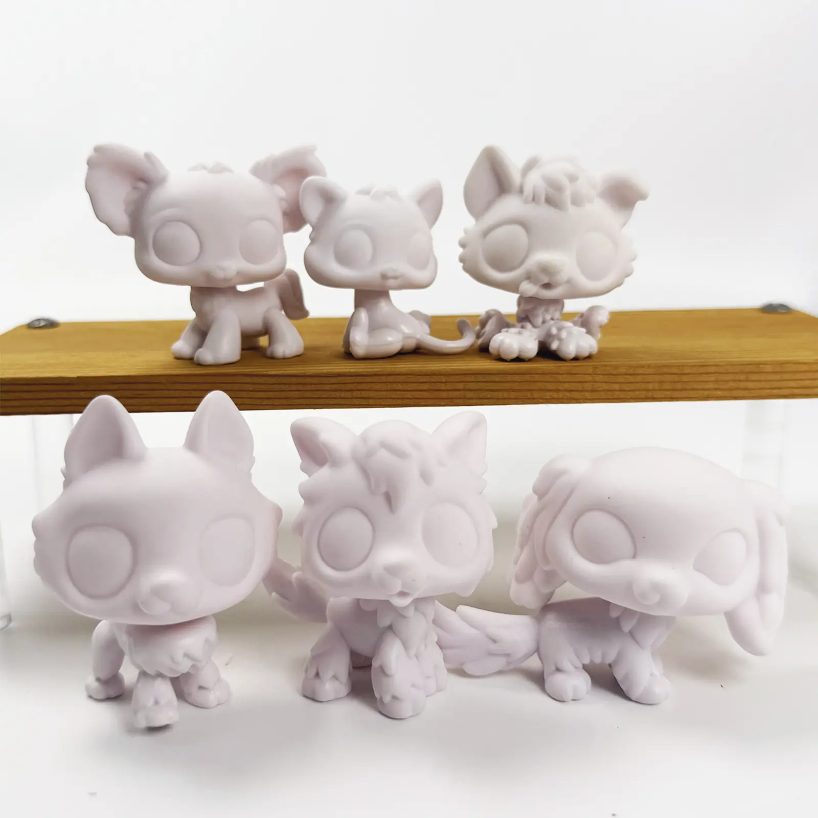 6 Pcs Unpainted Blank Cat & Dog Figurines DIY Painting Kit - Matte White Vinyl Statues, Customizable Blank Molds for Kids’ After-School Activities, Girl’s Birthday Party Entertainment, Art Craft Gift & House Decoration