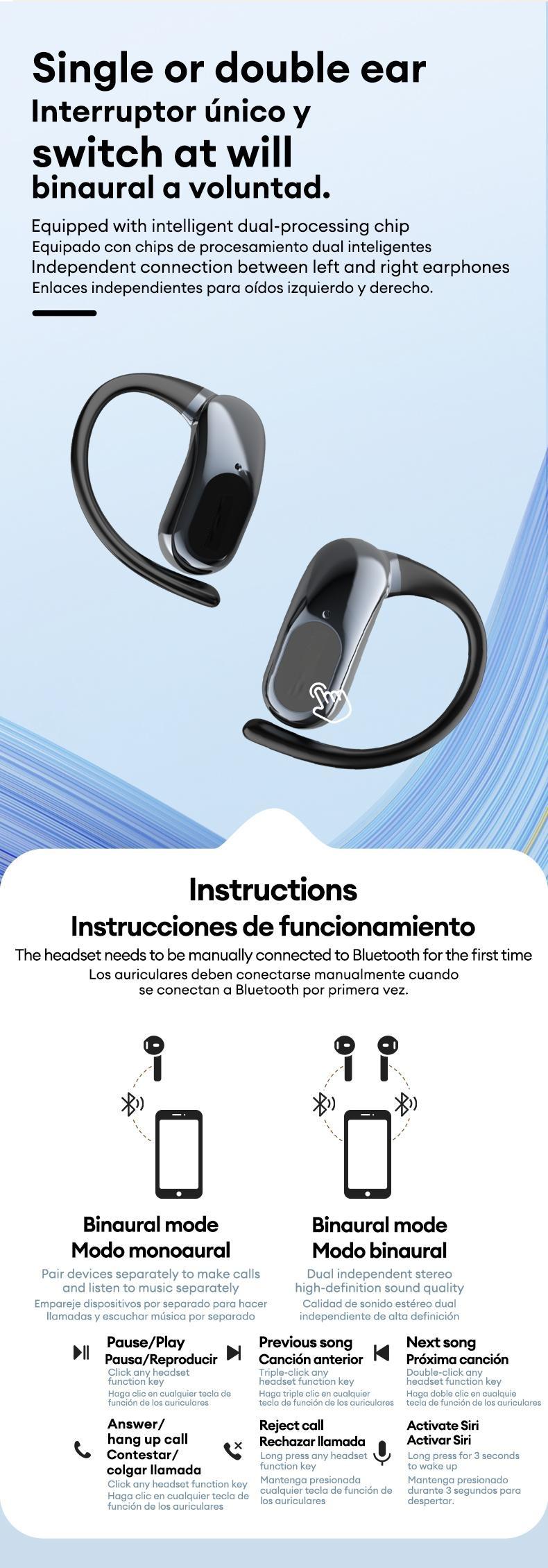 OpenAir Uitra  OWS Earbuds Full Color Touch Display Multifunctional Earbuds ENC Call Noise Canceling Headset Light-Weight Headphones with Mic