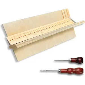 Portable Wood Book Binding Cradle with 2 Awls, Punching Cradle with Piercing Guide, Book Binding Tools Kits Supplies for DIY Book Crafts (Style A)