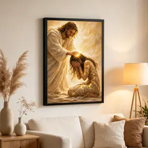 Healed By Him Christian Art Canvas, Jesus and Woman Wall Art, Jesus Print, LDS Art, Bible Art, Jesus with Girl, Religious Prints, Jesus Wall Art, Jesus Art Decor Decoration Artistic posters