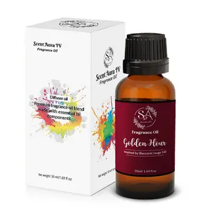 Scent Aura IV Golden Hour Fragrance Oil Inspired by Baccarat Rouge 540 Designer Perfume Scent| Oil Diffuser 1.69 Fl Oz|50ml|Long Lasting Luxurious Scent for Home Office Decor