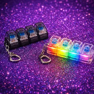 4-Key Fidget Clicker Toy with LED Light – Portable Keyboard Fidget Keychain for Stress Relief & Anxiety