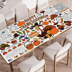 Thanksgiving Crafts for Kids, Thanksgiving Coloring Tablecloth - Thanksgiving Games/Gifts/Activities for Family, Classroom, Thanksgiving Decorations for Party Favors - 72 x 35 Inches (Games)