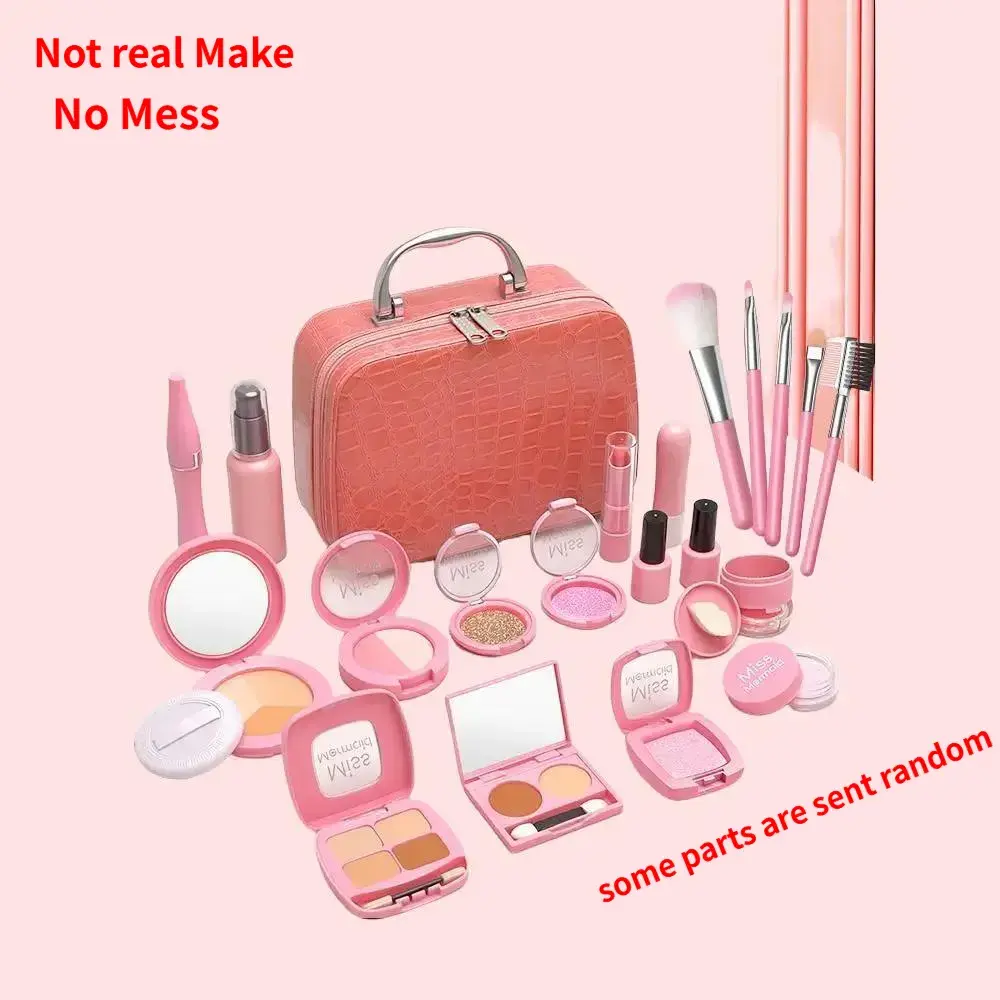 Colorful Kids Vanity Kit, Portable Pretend Play Makeup Toy, 22pcs/set Including Pressed Powder, Puff, Lipstick, Mascara, Eyeshadow, Nail Polish, Brush, Lotion Bottle, Glitter Powder, Blush, Bag, Kids Vanity Toys, Daughter, Eyeshadows, None