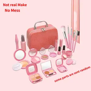 Colorful Kids Vanity Kit, Portable Pretend Play Makeup Toy, 22pcs/set Including Pressed Powder, Puff, Lipstick, Mascara, Eyeshadow, Nail Polish, Brush, Lotion Bottle, Glitter Powder, Blush, Bag, Kids Vanity Toys, Daughter