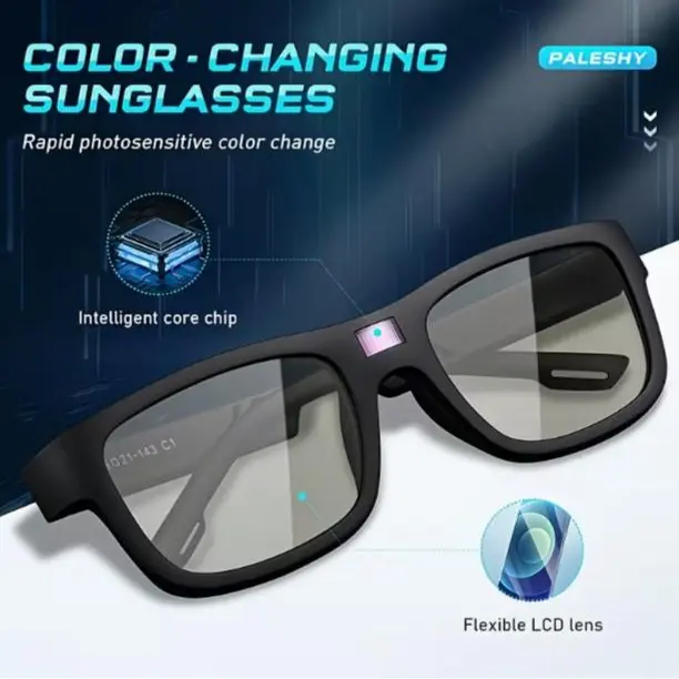 High-Tech US Patented 0.1s Intelligent Photochromic Polarized Sunglasses, Smart Auto Clear Indoor & Instant Dark Outdoor Lens, Full UV400 Anti-Glare Driving Eyewear