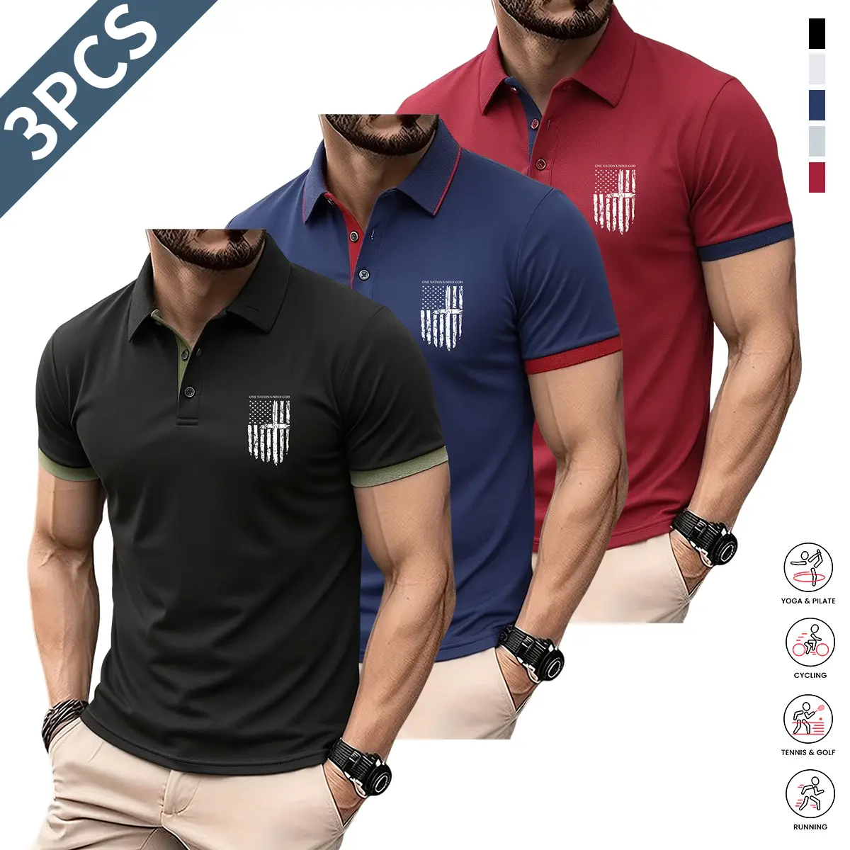 Black + Dark Blue + Red