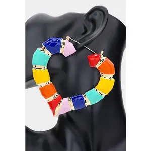 Bamboo Earrings Heart Multi