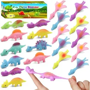 38 Pcs Slingshot Dinosaur Finger Toys, Classroom Gifts Flying Dinosaur Party Favors for Kids, Sticky Rubber Dino Fidget Toys, Funny Gag Gifts for Boys Girls