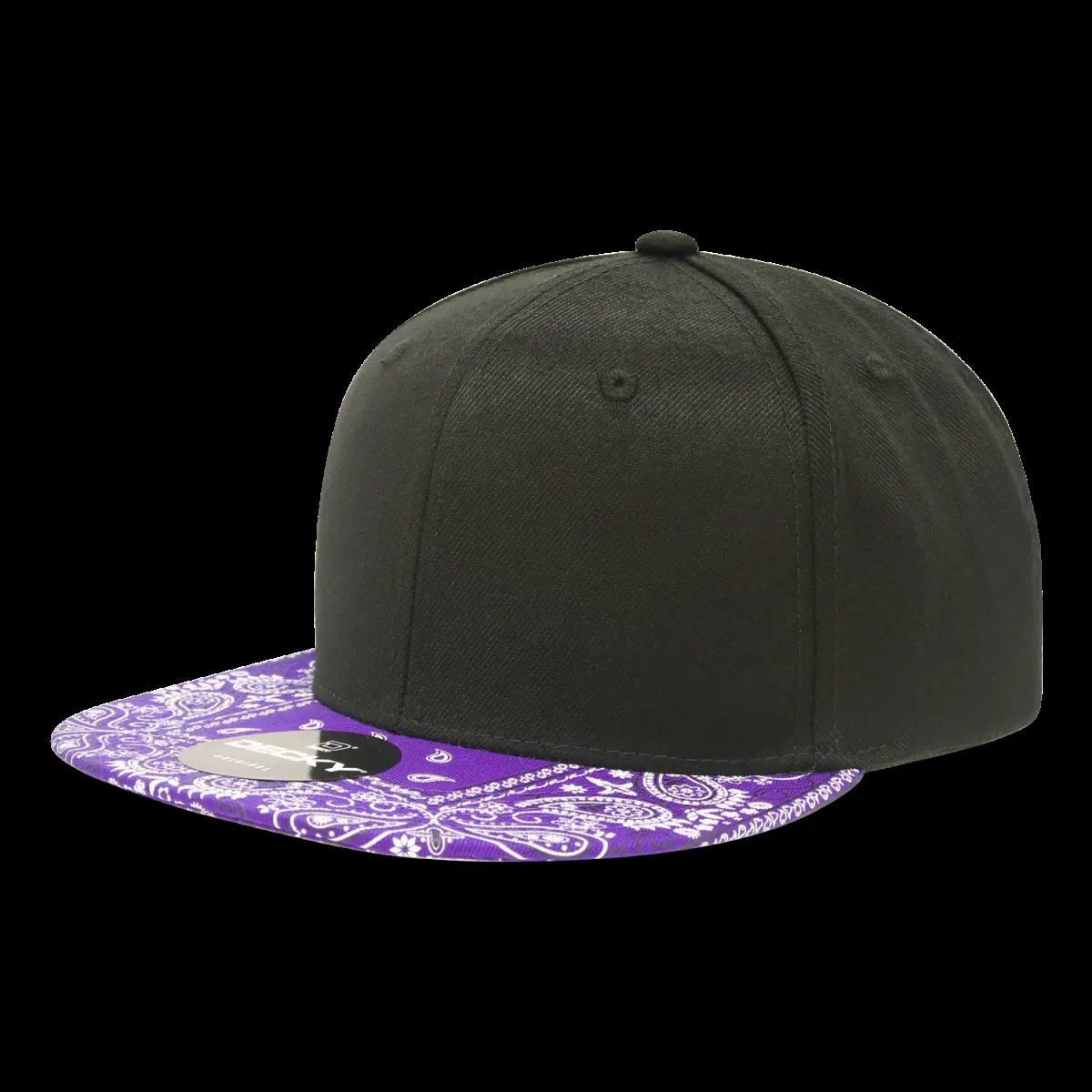 212 MAIN Dog & Cat Snapback Baseball Cap - Rapid Dominance 1093-BLKPUR, 6-Panel High-Profile Structured Crown Acrylic Blend Casual Hat, Flat Visor, Black & Purple, Unisex Size Fits Most