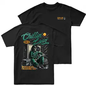 Workman Chillin For A Livin T Shirt 2 Sides, HVAC Technician Graphic Tee, Relaxed Worker Skull Design, Blue Collar Humor Shirt, Workman Trading Co Tee, Gift for HVAC Techs