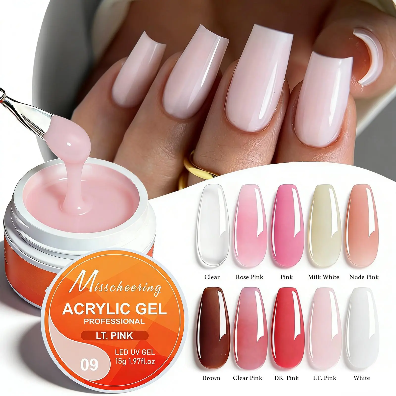 15g Solid Builder Gel Cured Builder Nail Gel Acrylic Crystal Nail Extension Gel Quick Builder Nail Gel Pink Clear UV LED Gel