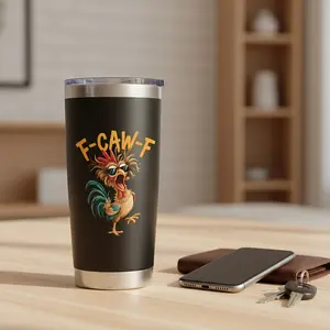 20oz Stainless Steel Insulated Tumbler Funny Chicken Rooster | Reusable with Lid, Leak Proof, Humor Design, Style Inspired by Popular F-Caw-F Meme