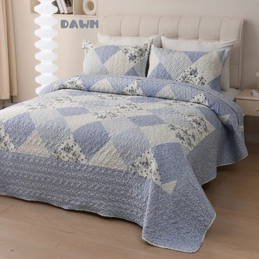 3pc Dawn Color quilt Set, bedspread and coverlet set, bedding set-Dawn-229x229+2x50x70+5cm