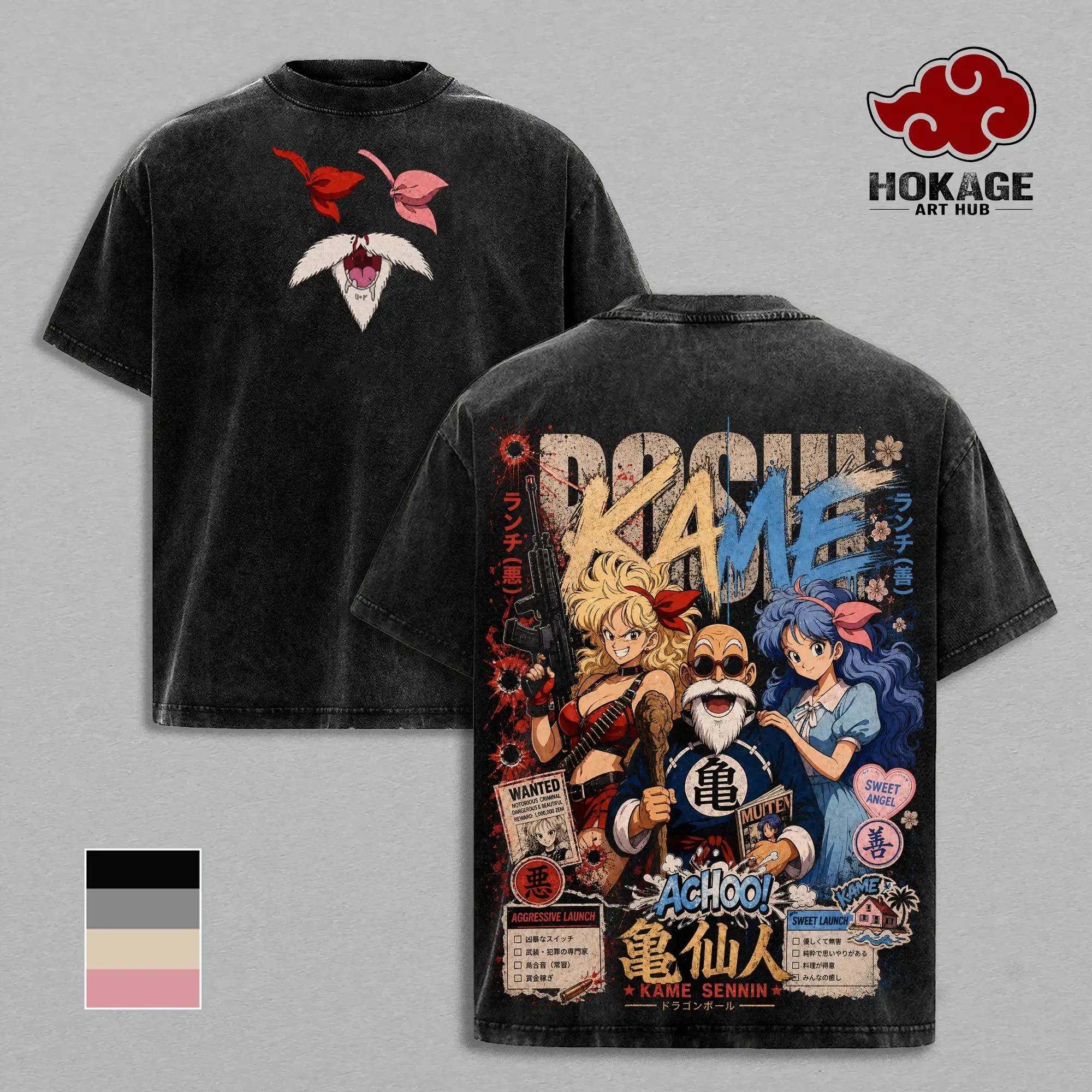 Launchh Master Roshi Vintage Washed Graphic T-Shirt | Classic DBZ Kame Sennin Anime Tee | 90s Kame House Streetwear Oversized Shirt | Premium Soft Cotton American Casual Short Sleeve Unisex Top For Daily Wear, Gym Workouts & Retro Manga Fans Best Styles!