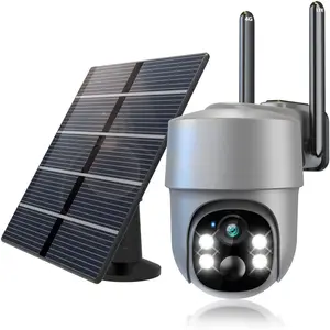 4G LTE Cellular Security Camera Security Cameras Wireless Outdoor Solar-Powered with 360 °       Pan & Tilt Surveillance,Pir Motion Detection,2K Color Night Vision,2-Way Audio,Siren,IP66,Built in Sim Card