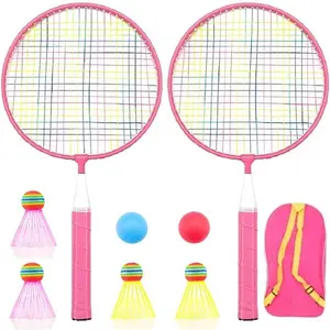 Nylon Alloy Durable Badminton Racquet Set for Kids Indoor/Outdoor Sport Game(Including 4 Badminton and 2 Table Tennis)