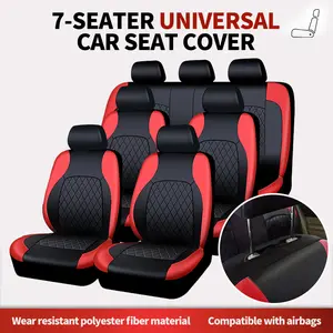 Universal 7-Seater Car Seat Covers (4 Single Seat Covers + 1 Rear Seat Cover), PU Leather Car Seat Protectors Full Set, Stylish Waterproof & Resistant Automobile Interior Auto Accessories for Car SUV Vehicle, Wide Compatibility, Car Essentials