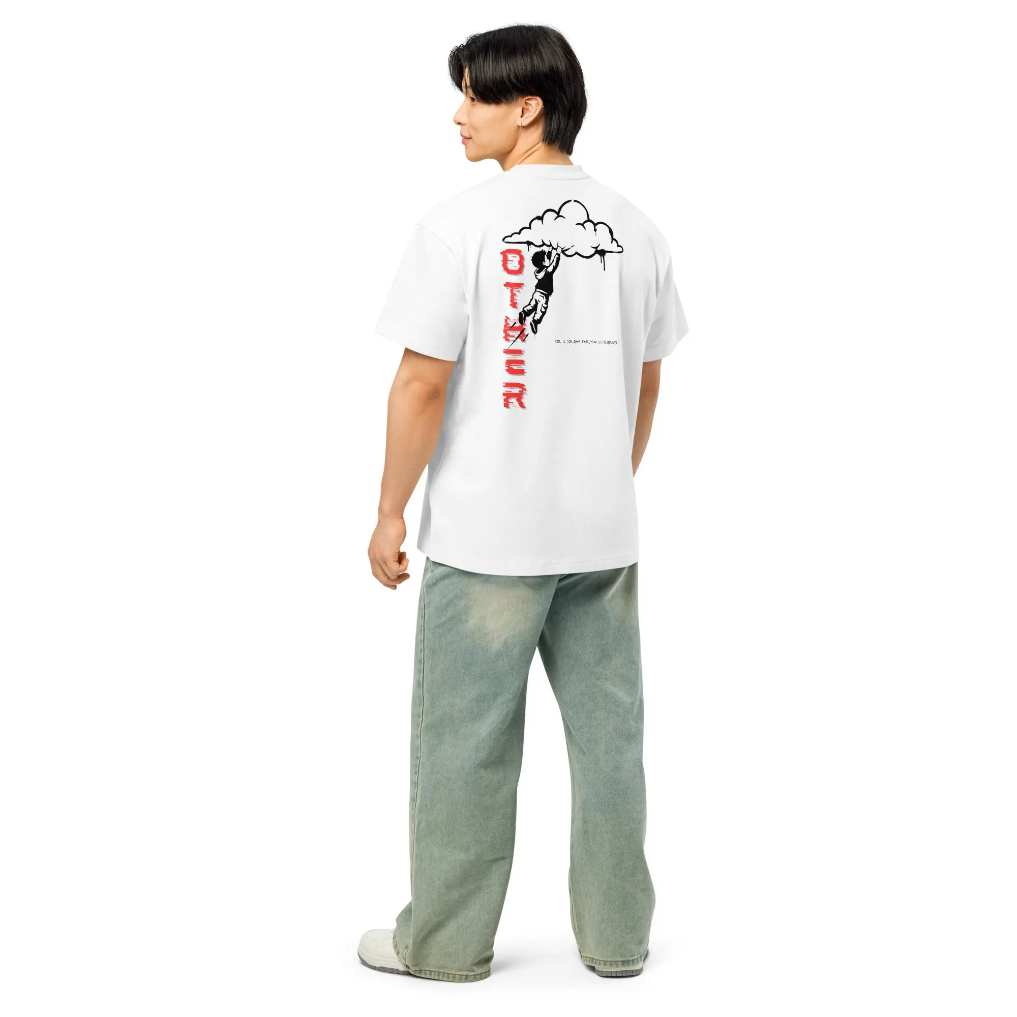 Cloud Hanger Streetwear Graphic Tee - Men’s Box Tee with Digital Glitch Aesthetic & Oversized Fit