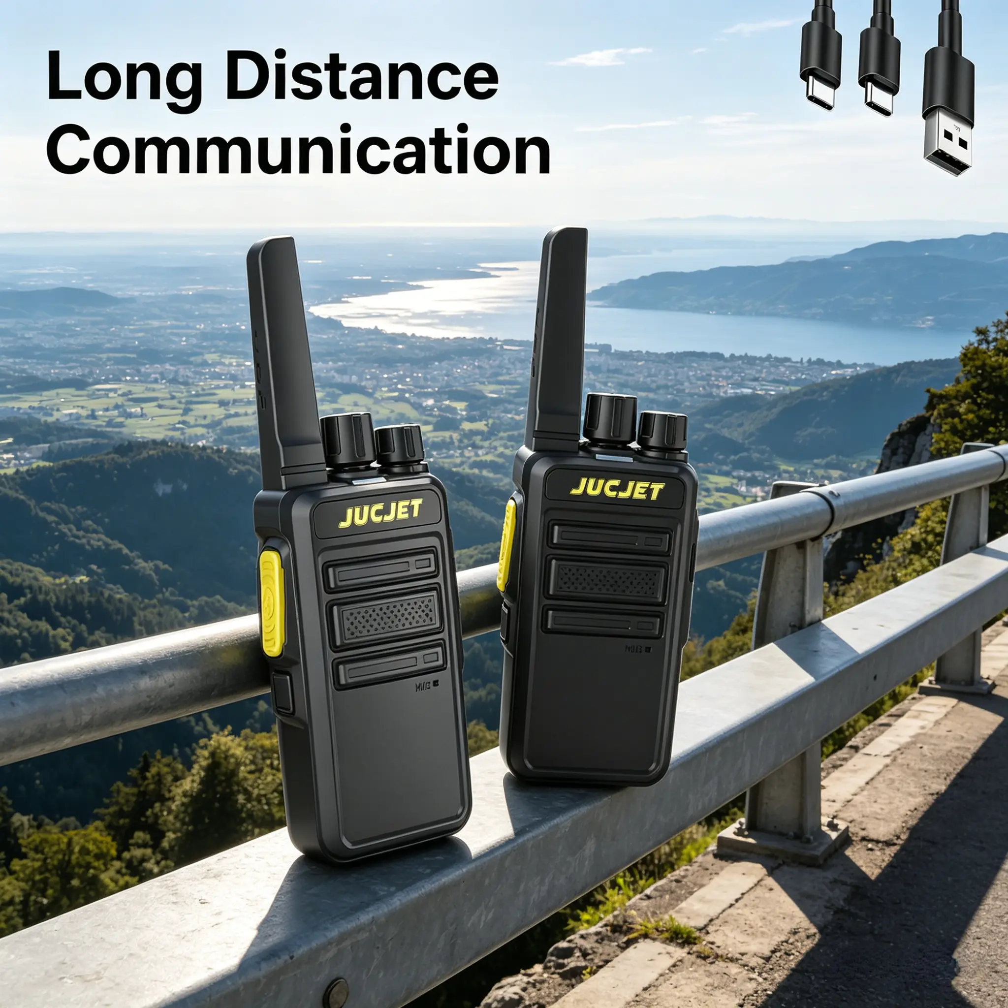 V12D Walkie Talkies 2 Pack, FRS 16 Channel 2W Two Way Radios with Type-C Fast Charging, 1500mAh Rechargeable Li-Ion Battery, Wireless Cloning, Noise Cancelling, Long Range Handheld Radio for Camping, Hiking, Outdoor  , Whip Antenna Walkie Talkies