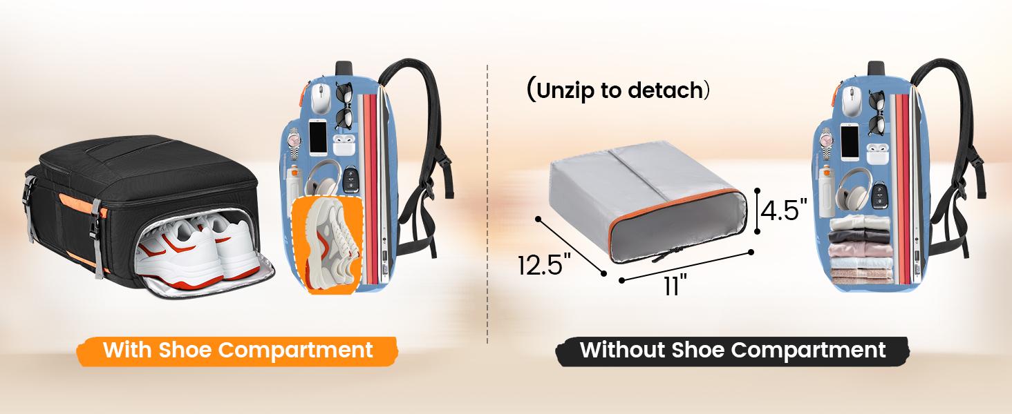 【Back To School】MATEIN Airline Approved Personal Item Travel Bag, Underseat Carry On Luggage Backpack with Detachable Shoe Compartment, Electronics Case, Adjustable Straps, Waterproof for 17" Laptop, Everyday Carry Holiday Bag for Spirit Airlines, Multifu