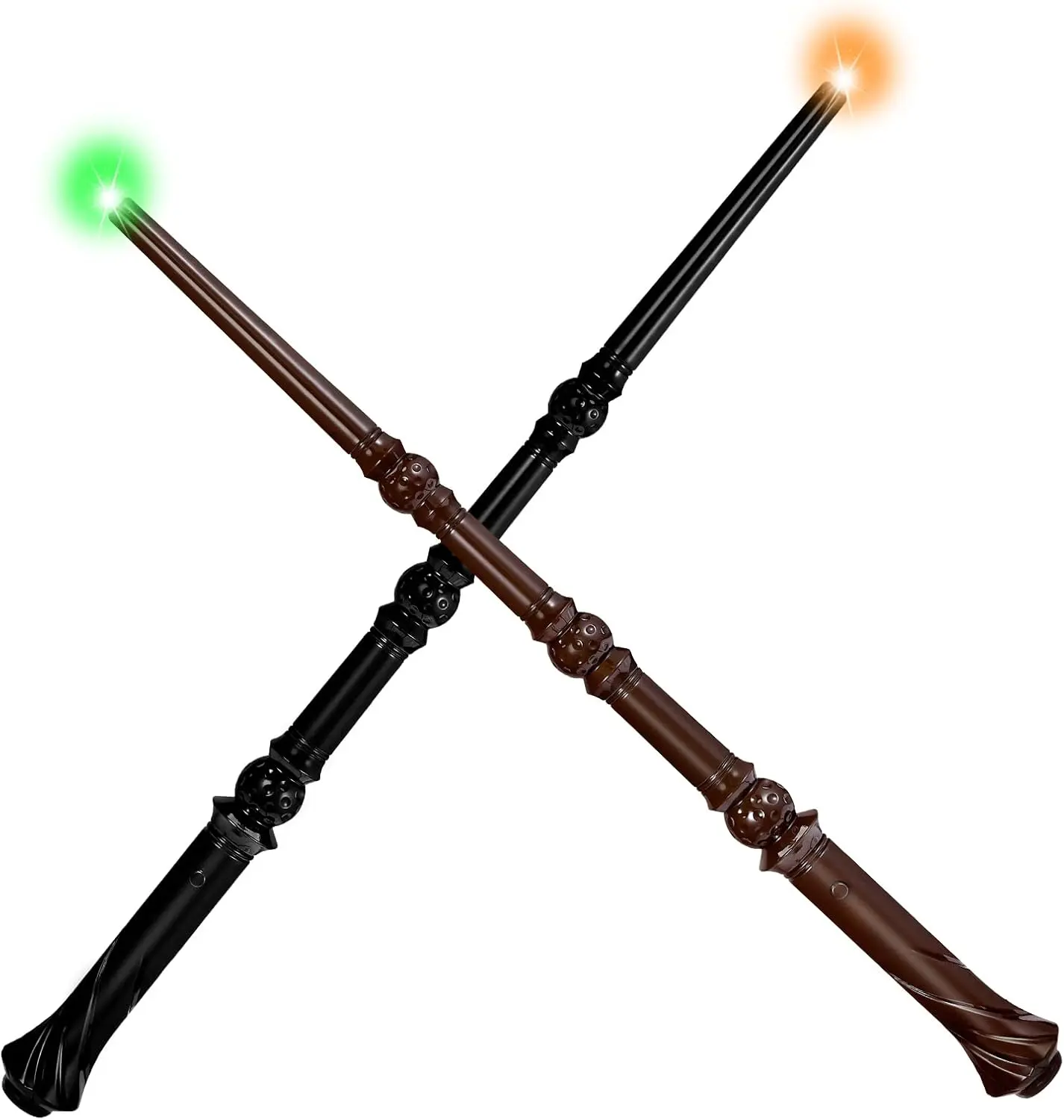 Magic Wizard Wand with Sounds & 4 Lightings Illuminating Witch Sorcerer Toys Cosplay Party Favors, 2 Pack