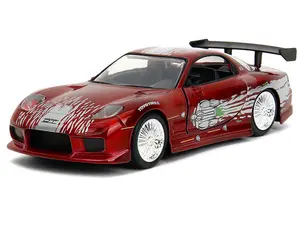 Dom's Mazda RX-7 Candy Red with Graphics "25 Years of Fast & Furious" 1/32 Diecast Model Car by Jada
