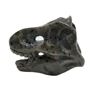 2in Syanite Sodalite Crystal T-Rex Dinosaur Skull Carving Home Ornament