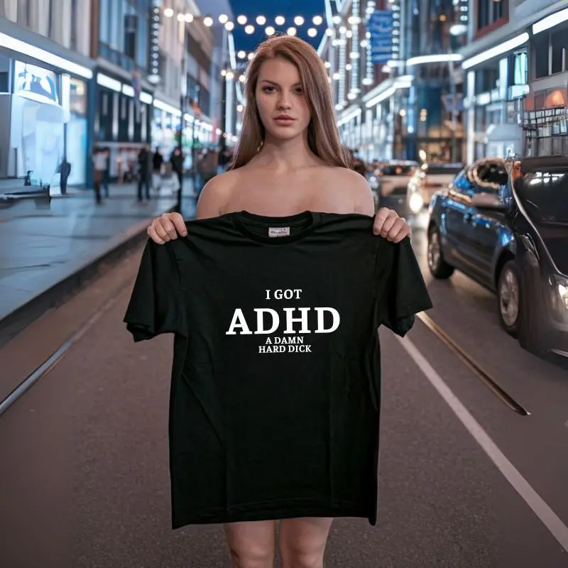 ADHD & PTSD Naughty Joke Tees for Couples,NSFW Matching Shirts, Funny Adult Shirts for Couples, Hilarious Gift, Dirty Acronym - Cotton Crewneck, Womenswear, Casual