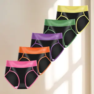Women's 5-pack mid-rise bikini briefs. Bright color-block design, high-cut legs that stay put, full coverage with no riding up. Soft, breathable fabric — comfy for daily wear and sports, all seasons