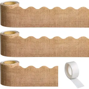 99 Feet Burlap Border For Bulletin Board 3 Rolls Burlap Scalloped Borders Trim Rolled Trim For Fall Classroom Bulletin Board Farmhouse Decoration For Thanksgiving Back to School Classroom School Party Decor